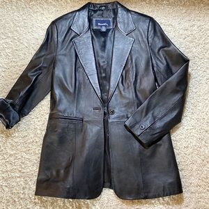 Black leather blazer
